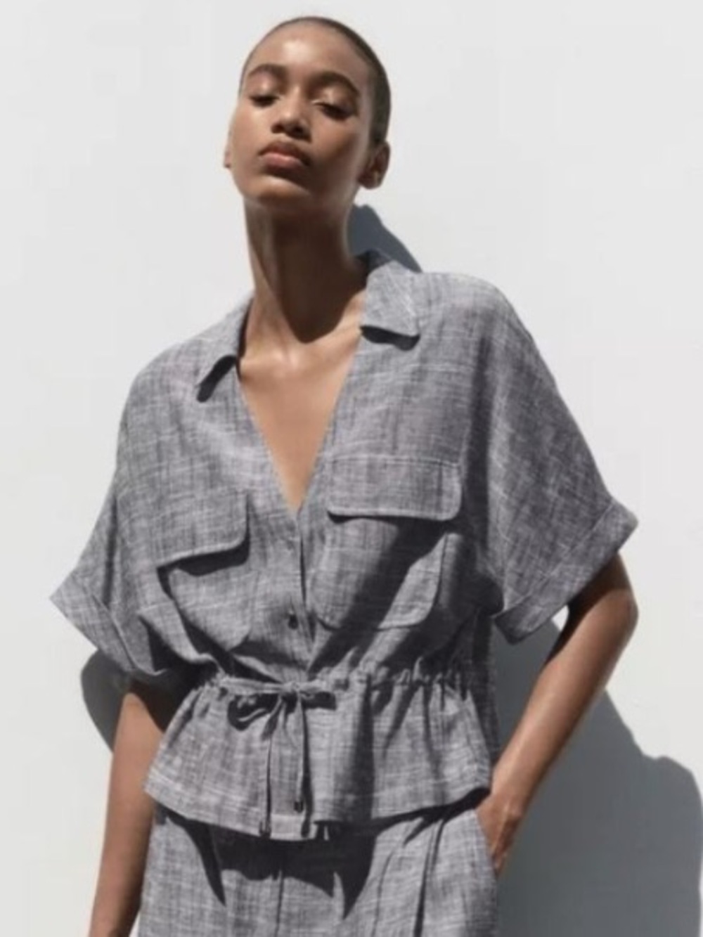 NEW Zara Safari Tie Belt Shirt